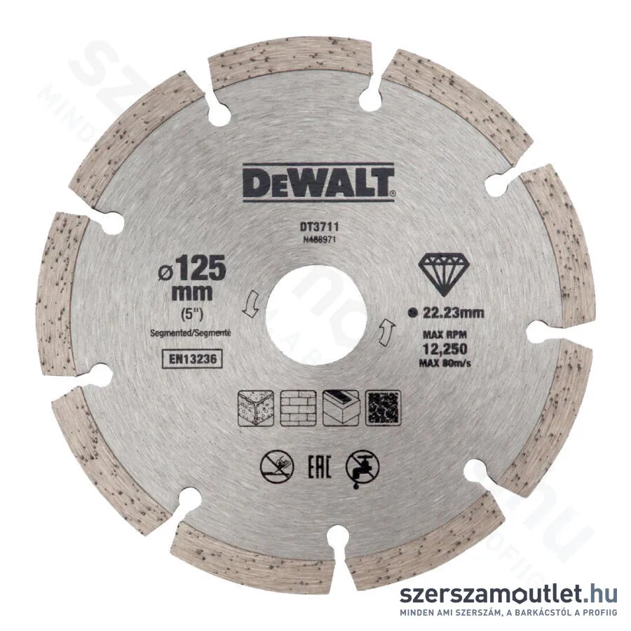 DEWALT Szegmentált színterezett gyémánt vágótárcsa 125x22,2mm (DT3711-QZ)